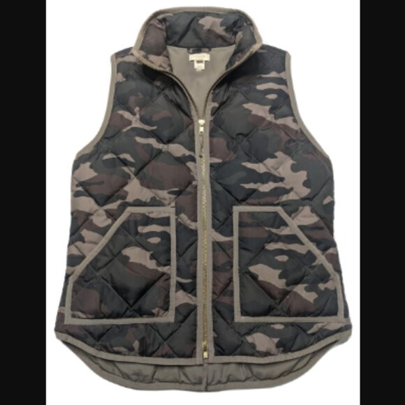 J. Crew Camo Down Quilted Puffer Vest Jacket Sweater Military Camouflage $128.00 - Picture 2 of 12